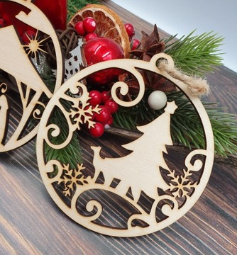 Деревянная безделушка. Набор из 3 шт. Рождественское украшение.