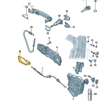 РУЧКА ВНУТРЕННЯЯ ПЕРЕДНЯЯ ЗАДНЯЯ SKODA OCTAVIA III 3 LE