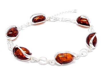 Серебряный янтарный браслет