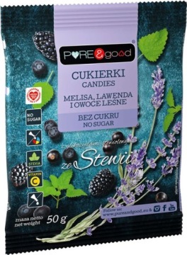 Цукерки льодяники Меліса / Лаванда / Лісові ягоди Без Цукру 50 г Pure&Good