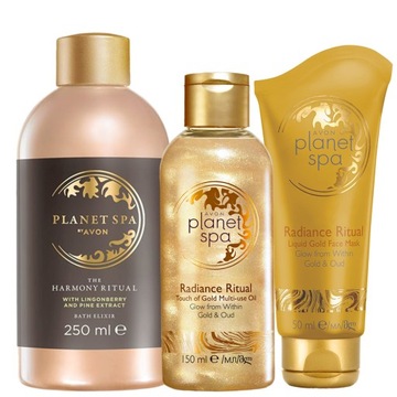 AVON PLANET SPA ZESTAW KOSMETYKÓW DAMSKI ELIKSIR DO KĄPIELI MASECZKA OLEJEK