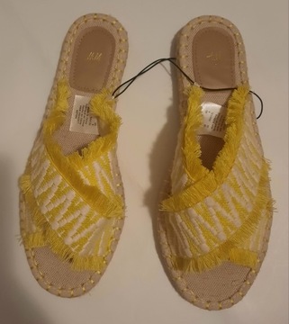 H&M żółte KLAPKI espadryle ETNO boho NOWE 40