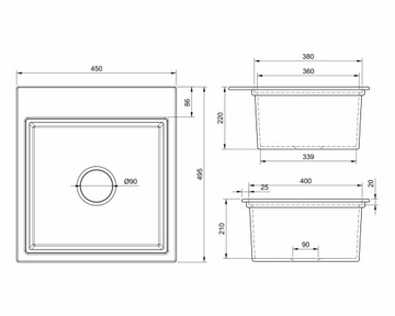 ГРАНИТНАЯ МОЙКА COMFORT 0.0M БЕСПЛАТНЫЙ РУЧНОЙ ХРОМОВЫЙ СИФОН