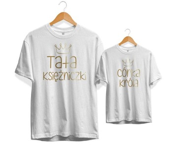 Koszulki dla Taty i Córki, Tata księżniczki córka króla, Prezent dla Taty