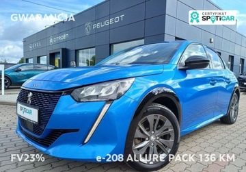 Peugeot 208 II e-208 Elektryczny 136KM 2022 Peugeot 208 e-208 ALLURE PACK 136 KM DEMO Serwis w ASO Gwarancja FV23