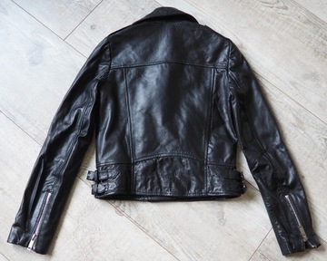 ZARA_Ramoneska_100% skóra jagnięca_Leather_biker_rozmiar XS