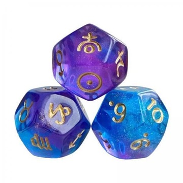 3x3x Kostki astrologiczne Kości wielościenne 12-stronne kości wielościenne