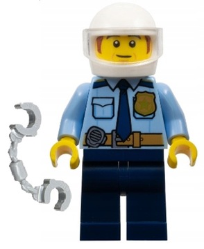 P2*LEGO CITY Figurka cty1548 POLICJANT MOTOCYKLISTA + Kajdanki, NOWA
