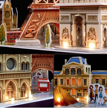 3D ПАЗЛ СВЕТОДИОДНЫЙ - CUBIC FUN - 115 шт. - Модель архитектуры CityLine – ПАРИЖ