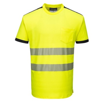 T-Shirt ostrzegawczy PW3 PORTWEST Żółty Granat 2XL