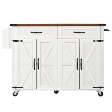 Kitchen island w/ extendable top, 4 doors & 2 drawers, wood finish