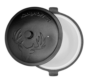 Охотничий Казан 5 Л ЭМАЛЬ Чугунный котелок для ОГОНЯ Эмалированный