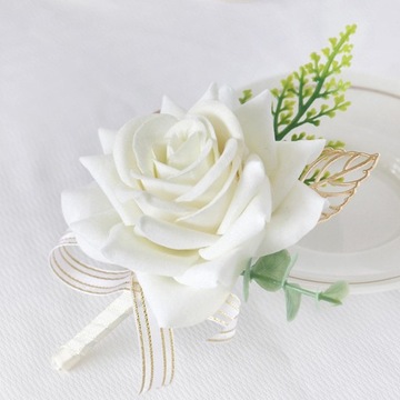 Bransoletka na nadgarstek z różą Bransoletka z wstążki i kwiatem Butonierka do korsarza