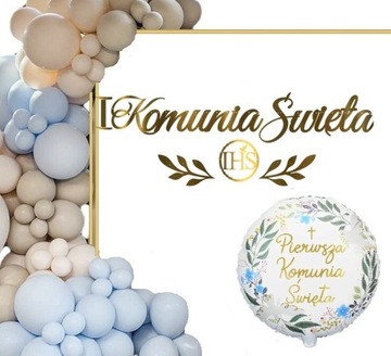 Balony KOMUNIA łuk dekoracje baner wild blue