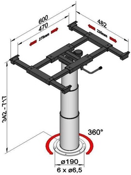 Noga teleskopowa stołu blat automat stolik 360°