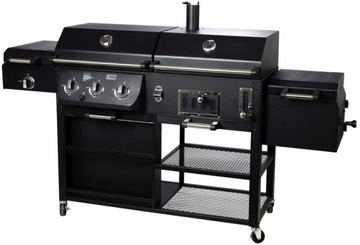 GRILL GAZOWY WĘGLOWY + WĘDZARKA EL FUEGO ARIZONA 4w1 83KG ŻELIWNY RUSZT !