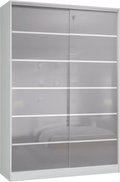 Szafa przesuwna 2D 130 x 250 BIAŁA LACOBEL SZARY