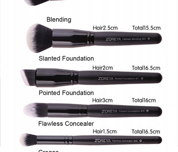 ZOREYA Набор кистей для макияжа черного цвета, 7/15 шт., для глаз S