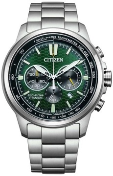 TYTANOWY ZEGAREK MĘSKI CITIZEN CA4570-88X CHRONO Z ZIELONĄ TARCZĄ SOLARNY