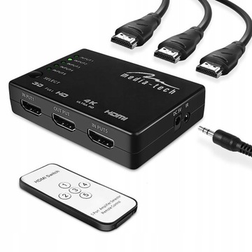 SWITCH 5x HDMI PRZEŁĄCZNIK ROZDZIELACZ ULTRA HD 4K