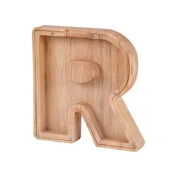 26 English Letters Shape Simple Wooden Piggy Cash Register Coin Home Ornam