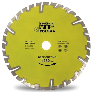 TARCZA DIAMENTOWA 230/22,2 GŁĘBOKIE CIĘCIE SEGMENT