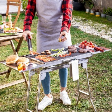 Składany grill ze stali nierdzewnej na węgiel d