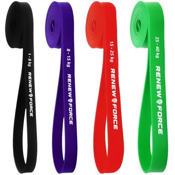 Zestaw 4 GUM DO ĆWICZEŃ power band gumy oporowe XL