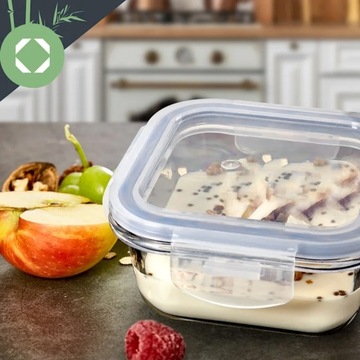 НАБОР СТЕКЛЯННЫХ КОНТЕЙНЕРОВ ДЛЯ ПИЩЕВЫХ БОКСОВ ДЛЯ ЛАНЧБОКСОВ, ИЗ 3 ШТ., ТЕРМОСТОЙКИЕ, ГЕРМЕТИЧНЫЕ