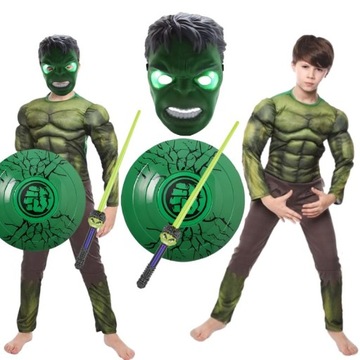 STRÓJ PRZEBRANIE HULK POTWÓR MUTANT ZESTAW KOSTIUM NA BAL KARNAWAŁ 122/128