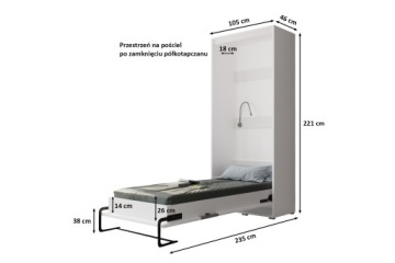 Вертикальная пристенная кровать, пристенная кровать, 120 см HOME