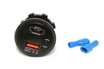 USB QC 3.0 + USB C 63 Вт, монтажная розетка 12–24 В