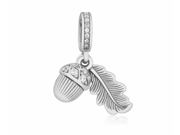 ZAWIESZKA BEADS KORALIK ŻOŁĄDŹ LISTEK DĘBU LEAF
