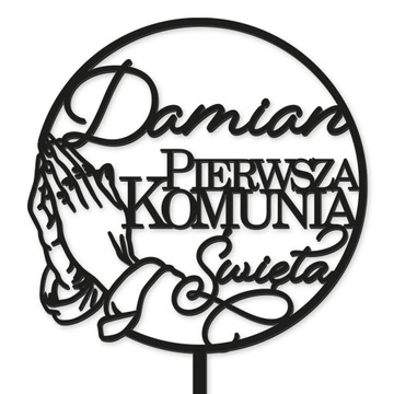 TOPPER TORT I KOMUNIA SWIĘTA DOWOLNE IMIĘ CZARNY