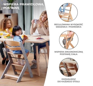 Стульчик для кормления Kinderkraft ENOCK 3в1, Деревянный стульчик для