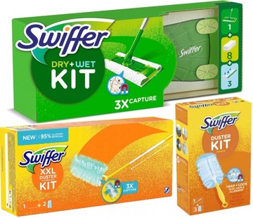 SWIFFER ZESTAW STARTOWY 3 W 1 MOP + MIOTEŁKA + MIOTEŁKA TELESKOPOWA