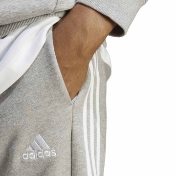 ADIDAS 3-STRIPES IC9407 SPODNIE MĘSKIE DRESOWE SZARE BAWEŁNIANE 3 PASKI