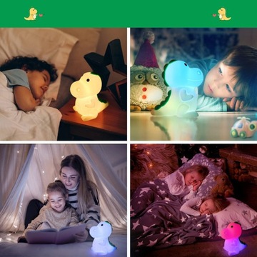 SILIKONOWA LAMPKA DO POKOJU DZIECIĘCEGO DINOZAUR LAMPKA NOCNA LED RGB 3000K