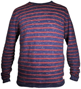 JACK&JONES sweter STRIPED blue KNIT _ L