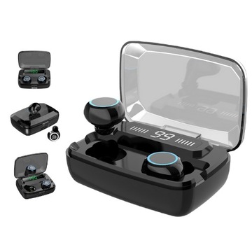 SŁUCHAWKI BEZPRZEWODOWE BLUETOOTH + POWERBANK ETUI