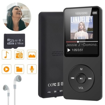 ODTWARZACZ MP3 BLUETOOTH 5.0, PRZENOŚNY ODTWARZACZ MUZYKI Z 16GB PAMIĘCIĄ