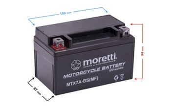 Akumulator motocyklowy Moretti AGM (Gel) MTX7A-BS