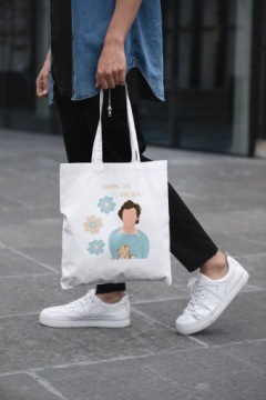 СУМКА-ШОППЕР HARRY STYLES фанатский подарок Модная белая