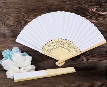 Белый деревянный бумажный веер складной DIY летняя свадьба невесты