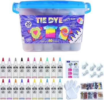 FARBKI DO TKANIN Zestaw 20 kolorów Tie Dye Kit farba tekstylna do ubrań
