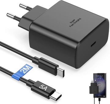 FAST NETWORK PHONE CHARGER USB C FOR SAMSUNG 45W WITH 2M 5A TYPE C CHARGING