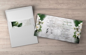 Свадебные приглашения с мраморными цветами + конверт