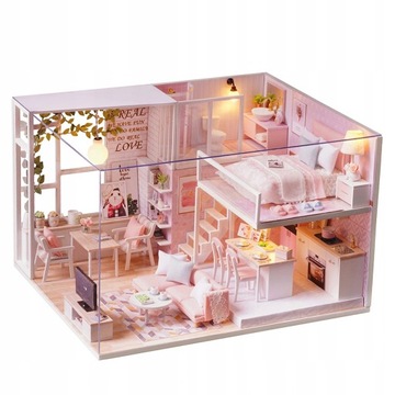 MINIATUROWY DOMEK DLA LALEK ZESTAW DO POKÓJ DIY