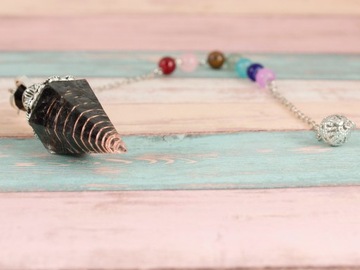 Чайная ложка маятника Daugonal Obsidian Chakras Divination Harmony Copper