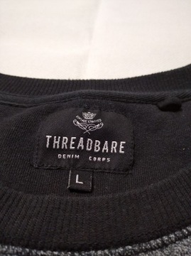 Bluza dresowa męska bez nadruku szary czarny THREADBARE Brussels Crew L